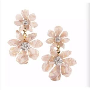 Lele Sadoughi 14k gold and Crystal sculpted floral drop earring in blush